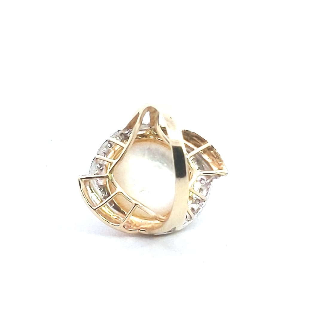 Estate $400 14K Yellow Gold Mabe Pearl Diamond Ring