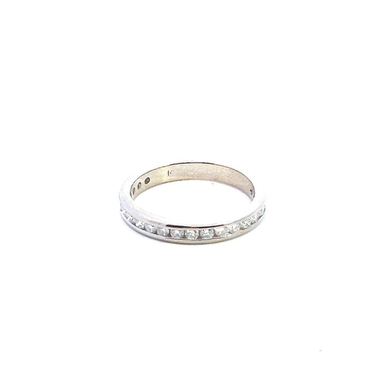 Estate 14K White Gold Chanel Set Diamond Wedding Band
