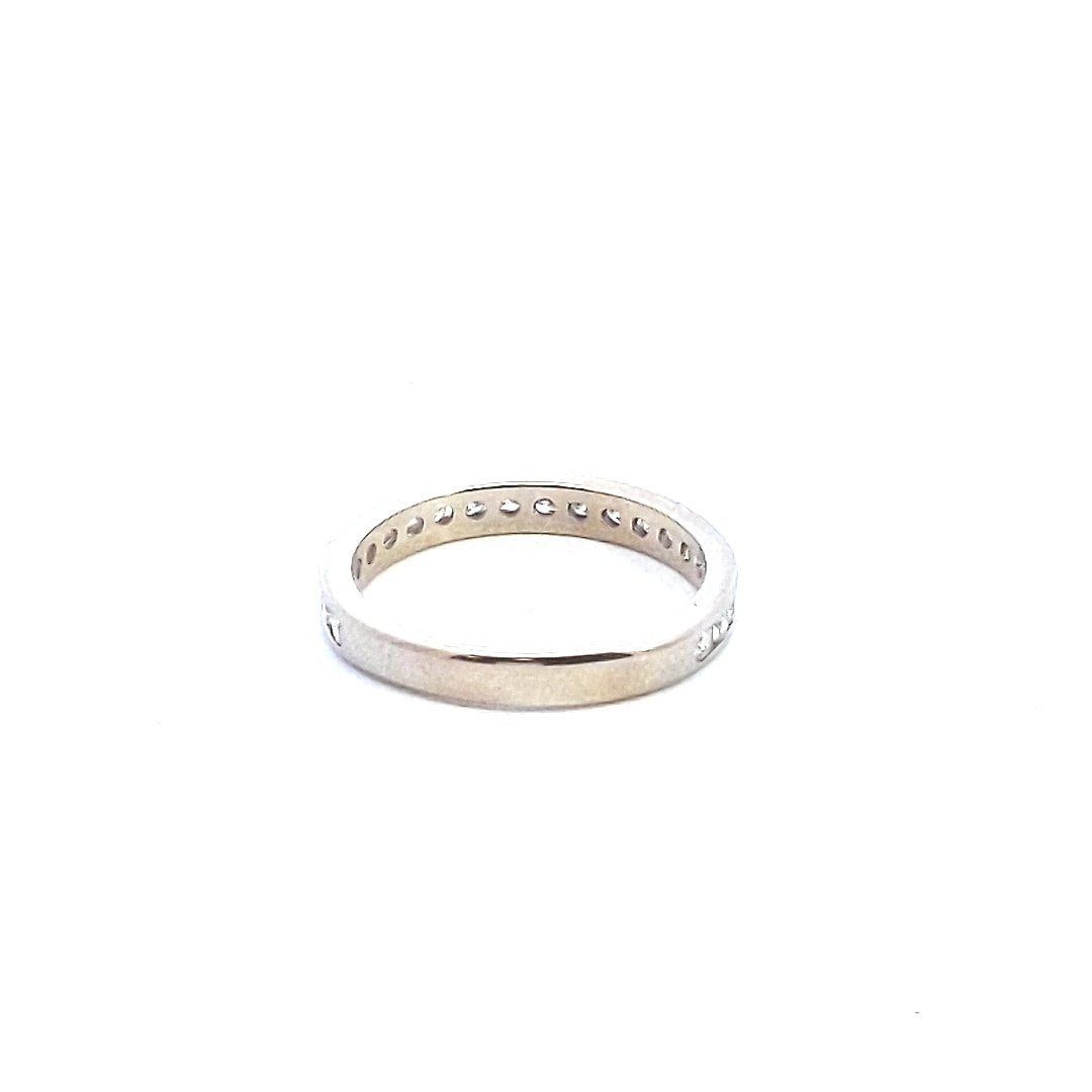 Estate 14K White Gold Chanel Set Diamond Wedding Band