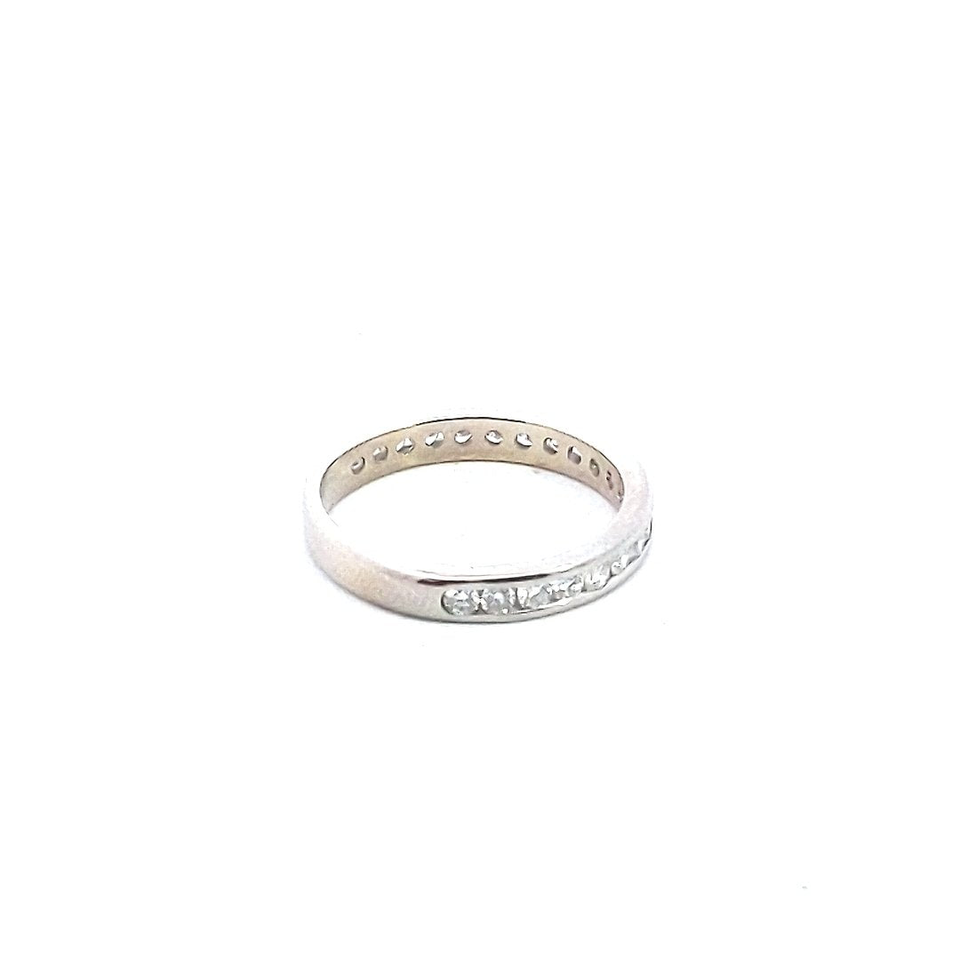 Estate 14K White Gold Chanel Set Diamond Wedding Band