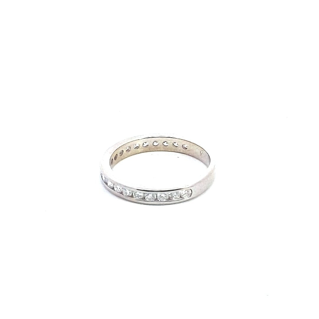 Estate 14K White Gold Chanel Set Diamond Wedding Band