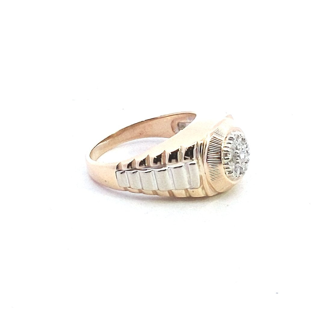 Estate $1090 14K Two Tone Gold Rolex President Style Diamond Ring