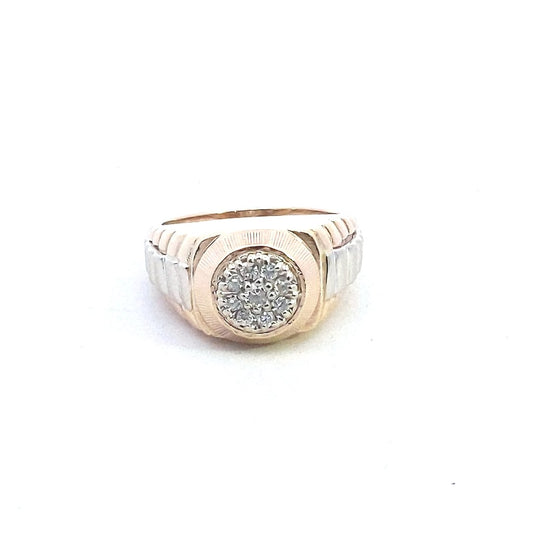 Estate $1090 14K Two Tone Gold Rolex President Style Diamond Ring