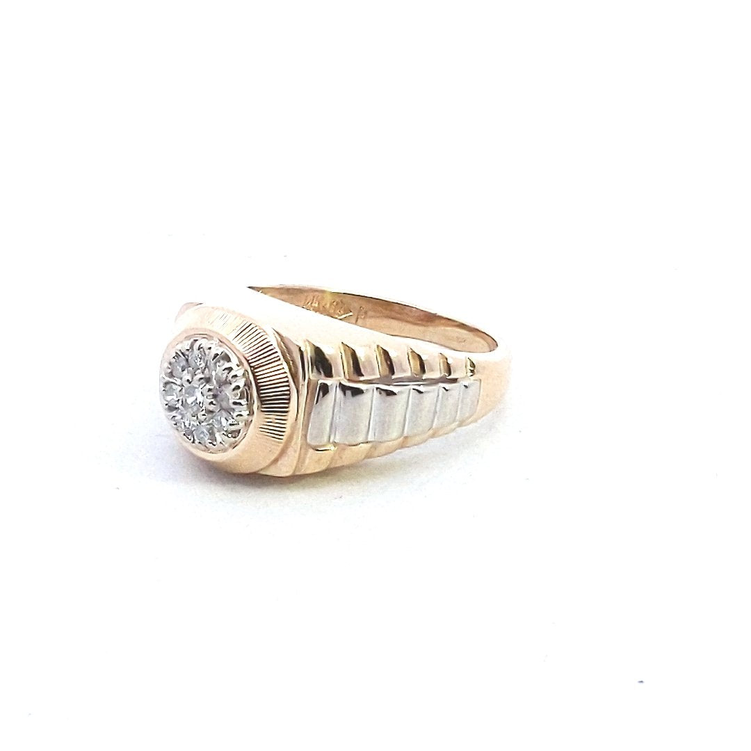 Estate $1090 14K Two Tone Gold Rolex President Style Diamond Ring