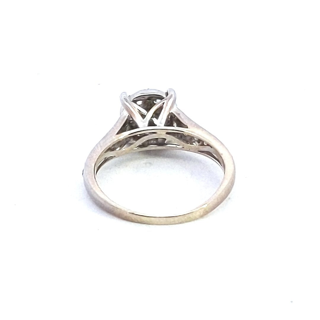 Estate $700 14K White Gold Diamond Cluster Ring