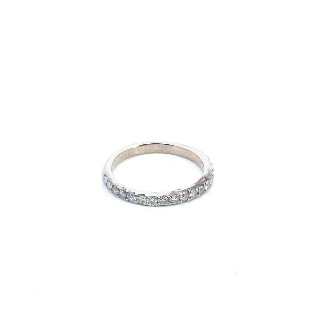 Estate $500 14K White Gold Diamond Half Wedding Ring