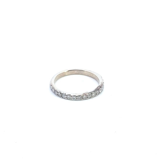 Estate $500 14K White Gold Diamond Half Wedding Ring