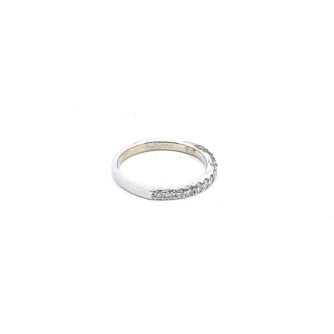 Estate $500 14K White Gold Diamond Half Wedding Ring