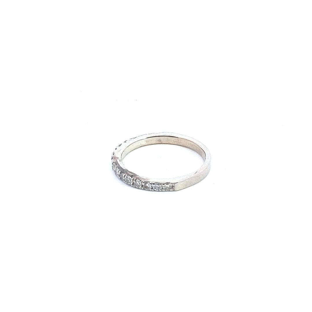 Estate $500 14K White Gold Diamond Half Wedding Ring