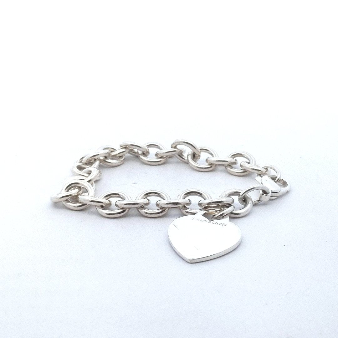 Designer $200 Tiffany & Co. Sterling Heart Tag Bracelet