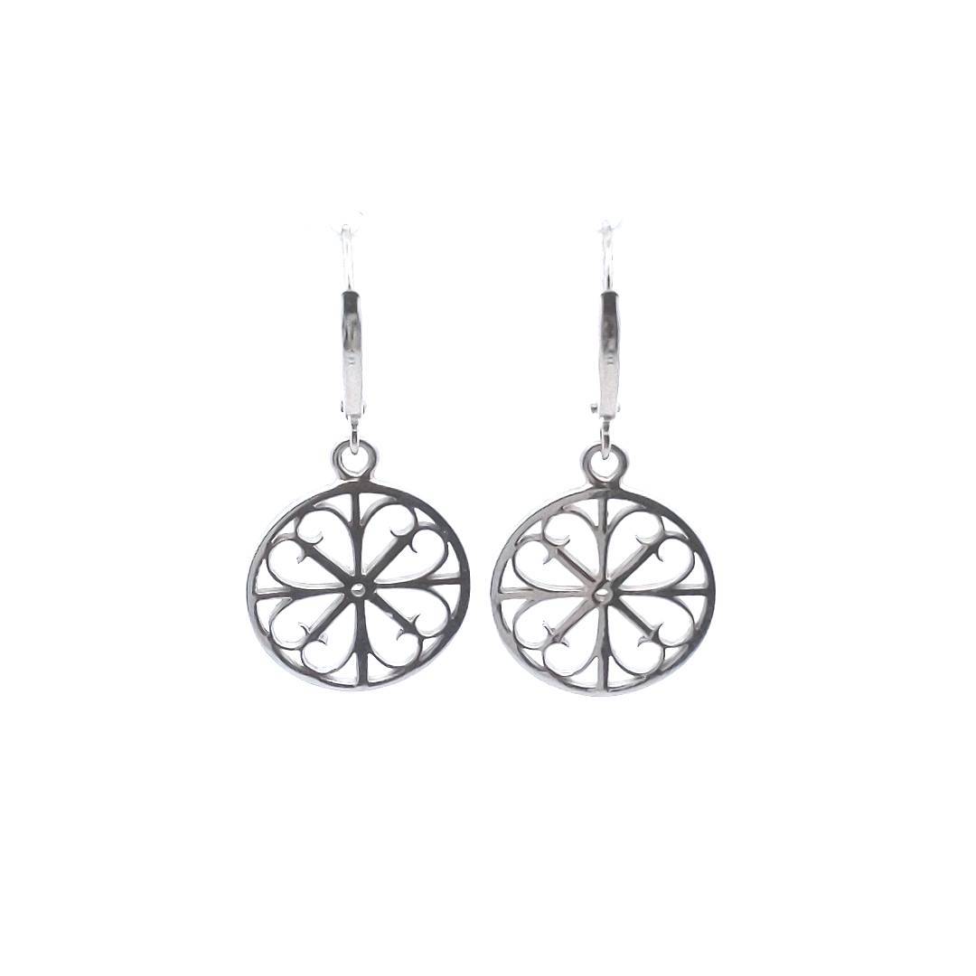 Estate $440 14K White Gold Diamond Circle Drop Earrings</p>