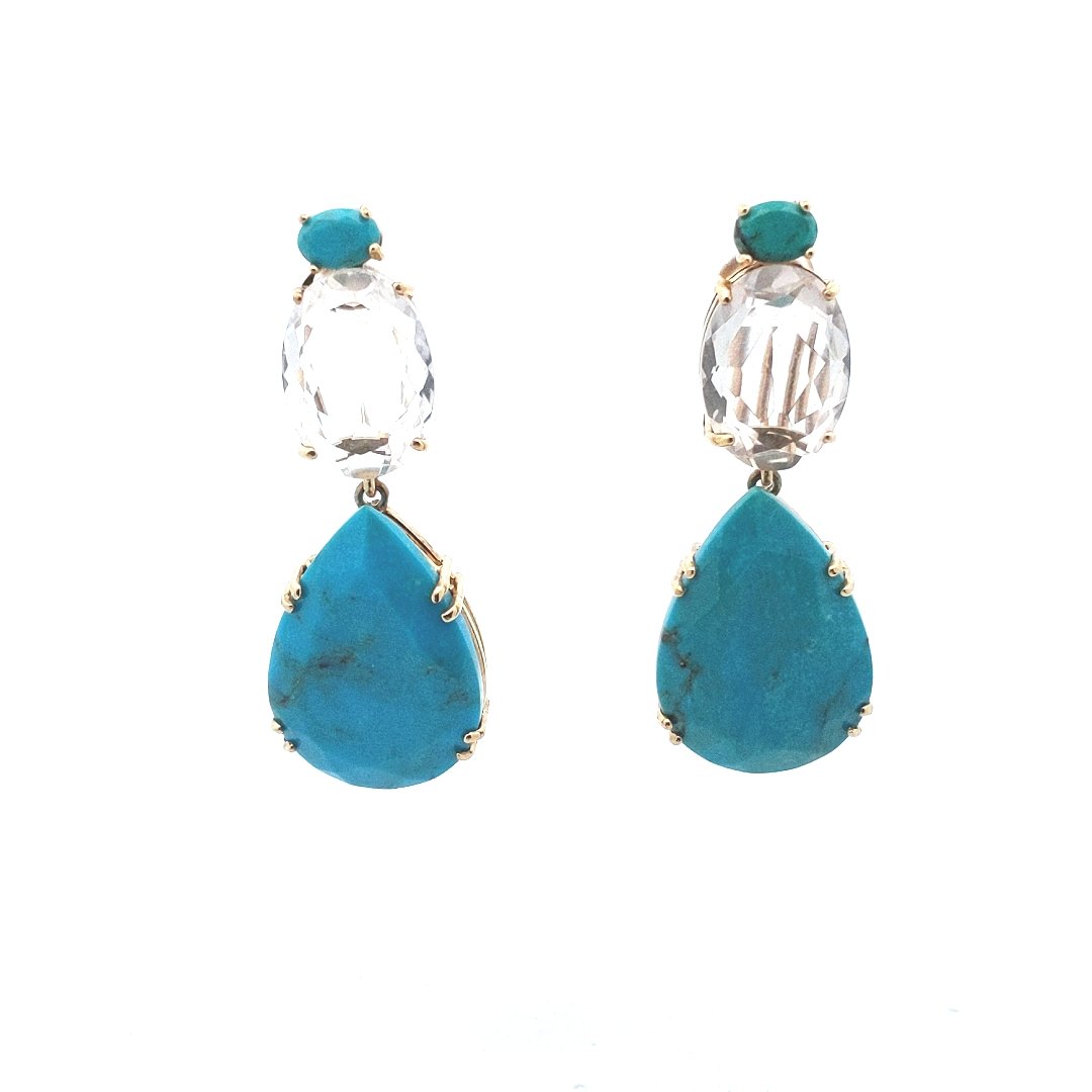 Designer Bounkit Turquoise & Quartz Fashion Earrings