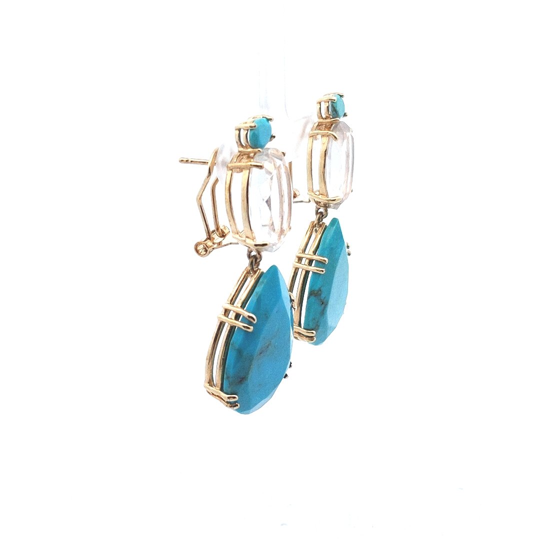 Designer Bounkit Turquoise & Quartz Fashion Earrings