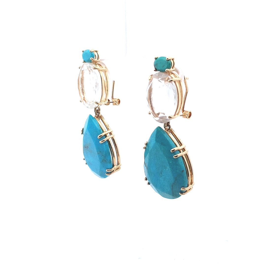 Designer Bounkit Turquoise & Quartz Fashion Earrings