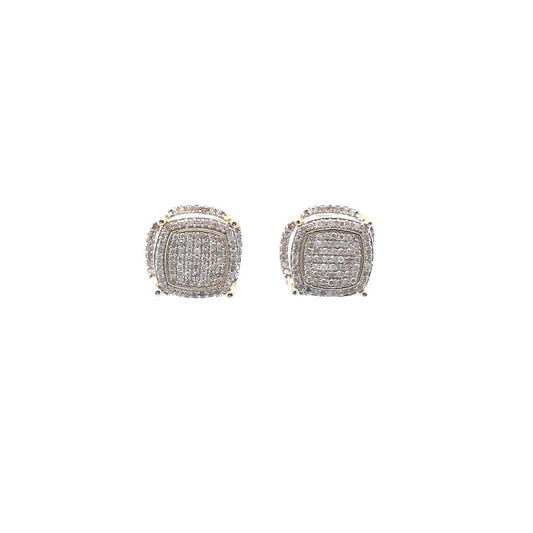 Estate $390 10K Yellow Gold Micro-Pave Diamond Earrings