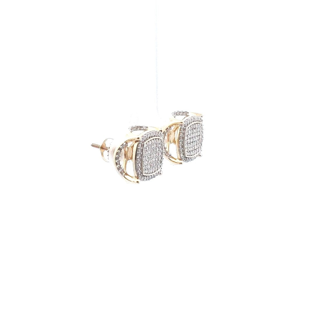 Estate $390 10K Yellow Gold Micro-Pave Diamond Earrings