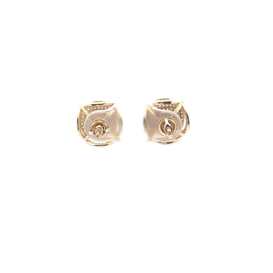 Estate $390 10K Yellow Gold Micro-Pave Diamond Earrings