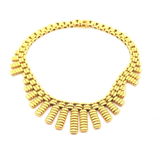 Vintage $3800 9K Yellow Gold Oval Link Fringe Necklace