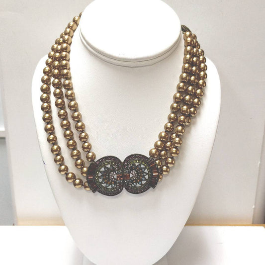 Designer $200 Heidi Daus Deco 3-Strand Burst of Bling Choker Necklace