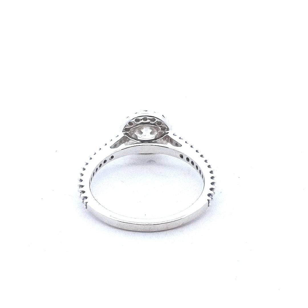 Estate $1300 14K White Gold Diamond Halo Engagement Ring
