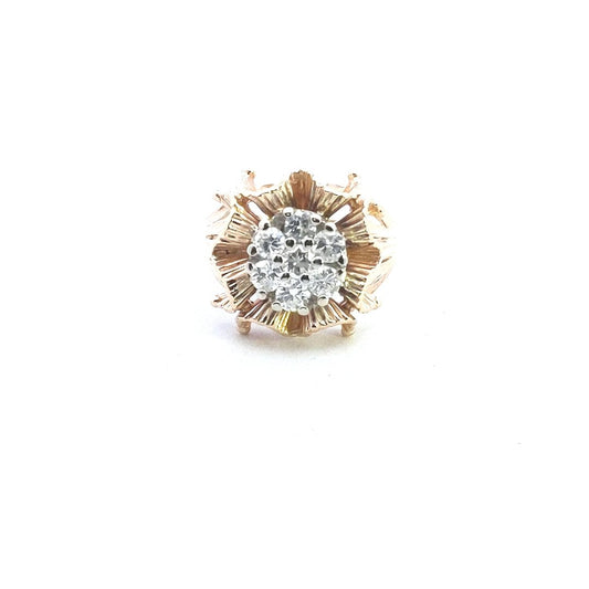 Vintage $1400 14K Two Tone Gold Diamond Cluster Ring