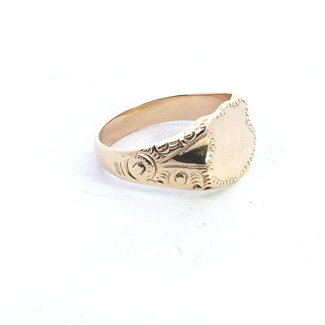 Antique $800 Victorian 14K Yellow Gold Signet Ring
