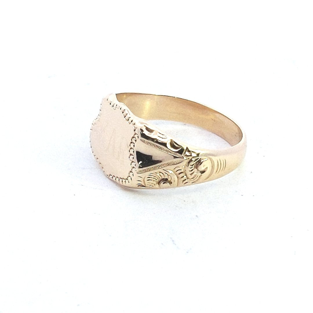 Antique $800 Victorian 14K Yellow Gold Signet Ring