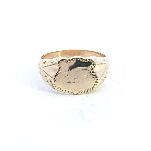 Antique $800 Victorian 14K Yellow Gold Signet Ring