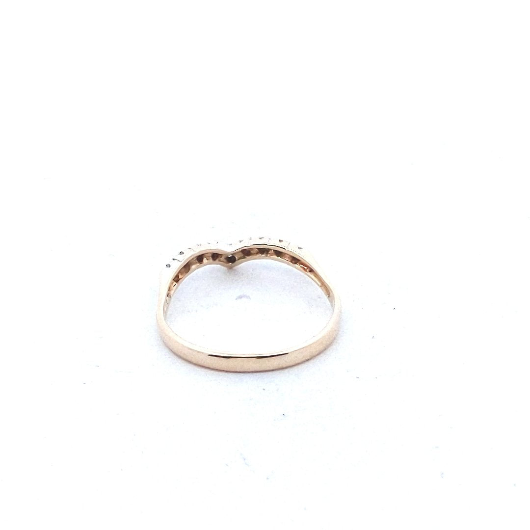 Estate $200 14K Two Tone Gold Stackable Diamond V Band