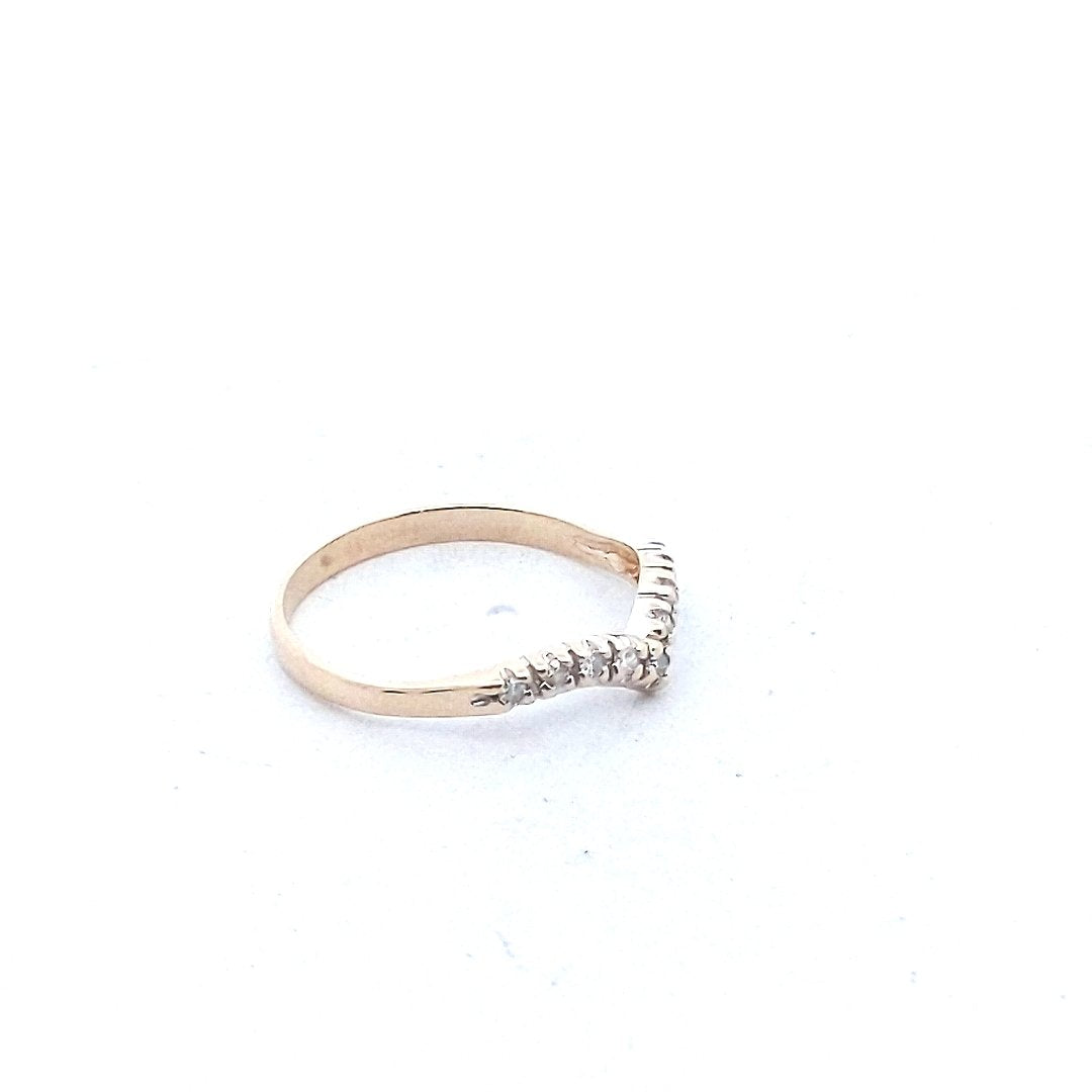 Estate $200 14K Two Tone Gold Stackable Diamond V Band