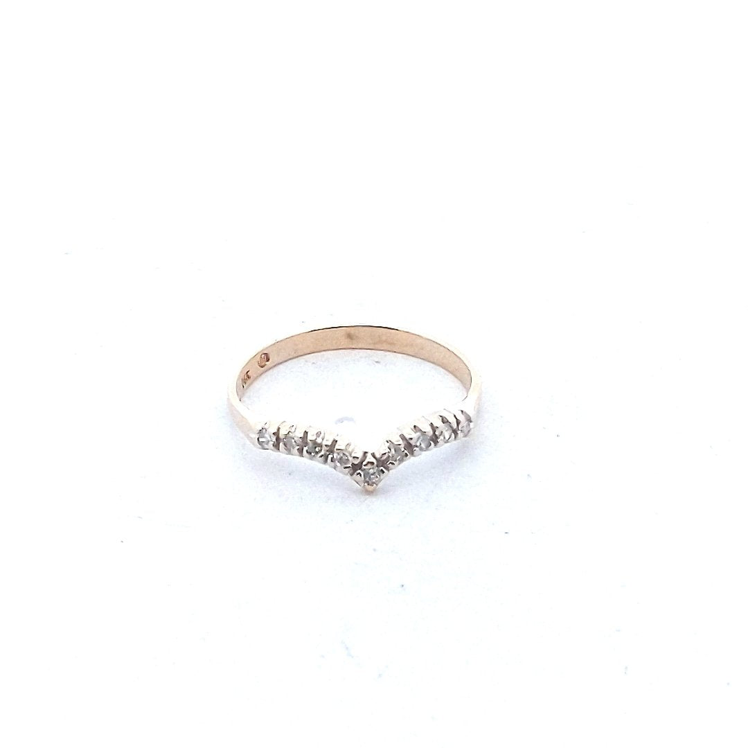 Estate $200 14K Two Tone Gold Stackable Diamond V Band