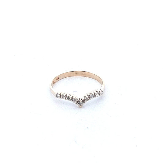 Estate $200 14K Two Tone Gold Stackable Diamond V Band