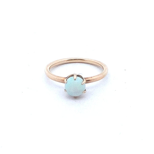 Antique $300 10K Yellow Gold Claw Set Opal Solitaire Ring