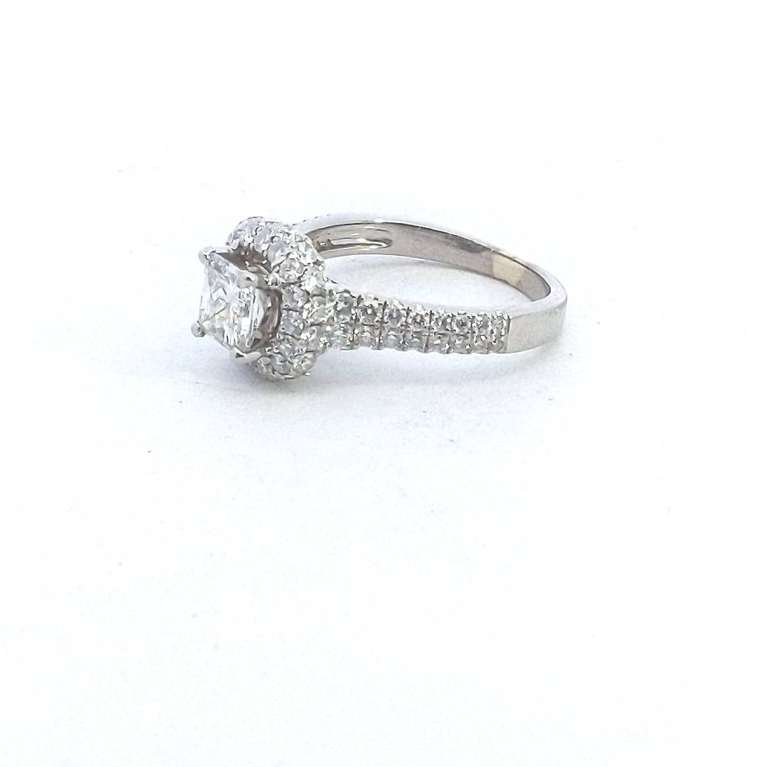 Estate $9000 18K White Gold 1.11ct GIA Diamond Engagement Ring