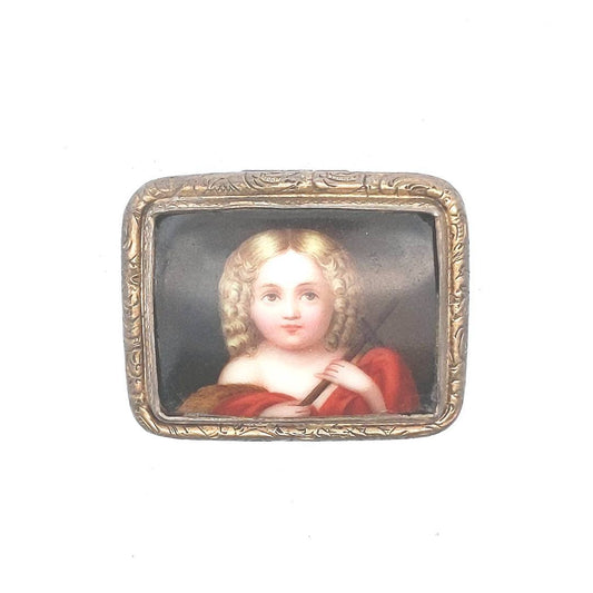 Antique Gold FIlled Hand Painted Porcelain Pendant/Brooch