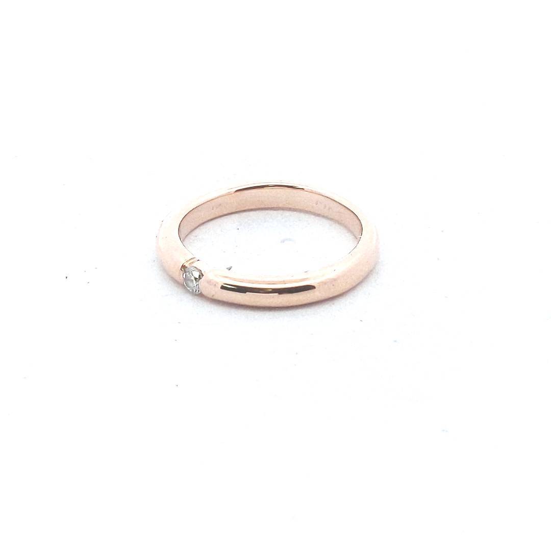 Estate $440 14K Rose Gold Diamond Solitaire Band Stackable Band