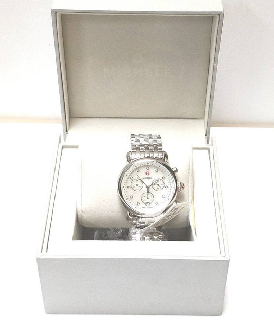 Stainless Steel Michele CSX Chronograph Diamond Mother of Pearl Quartz Watch