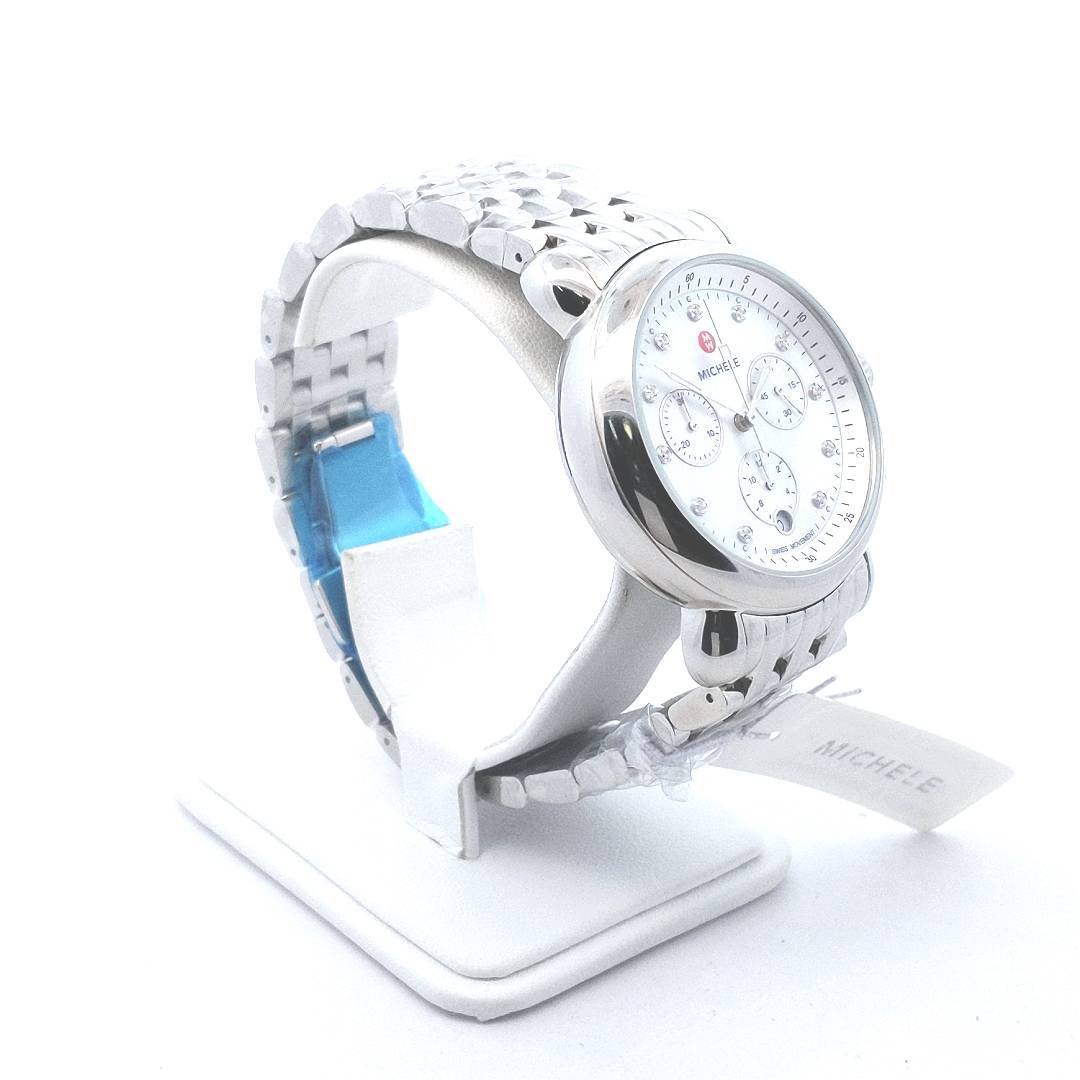 Stainless Steel Michele CSX Chronograph Diamond Mother of Pearl Quartz Watch