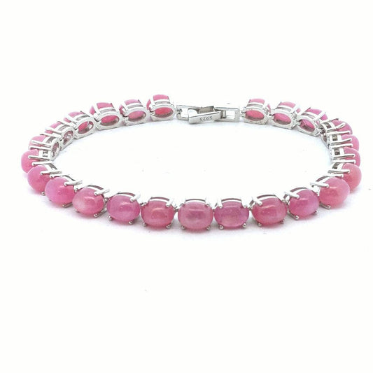 Estate $300 Sterling Oval Pink Natural Star Sapphire Bracelet
