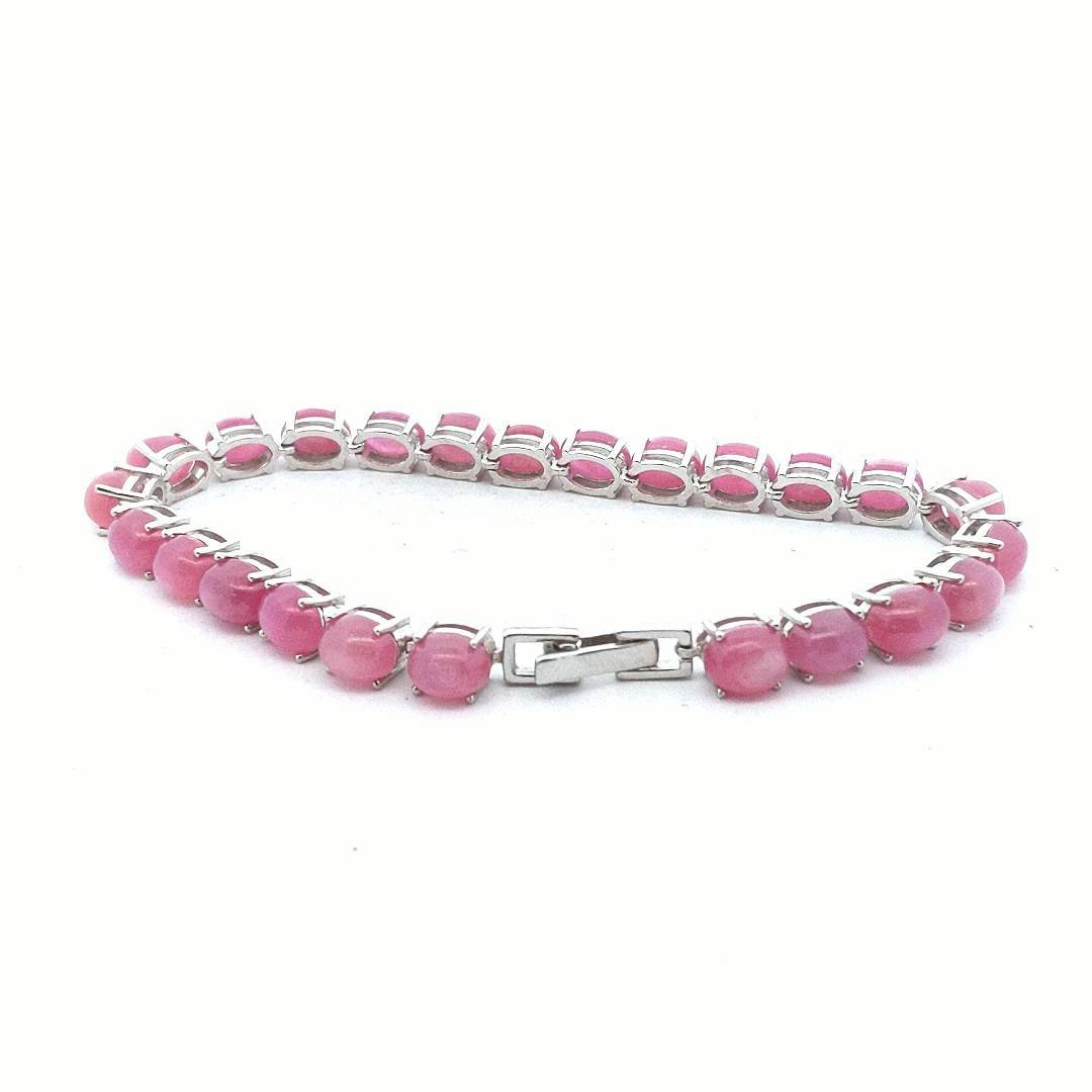 Estate $300 Sterling Oval Pink Natural Star Sapphire Bracelet
