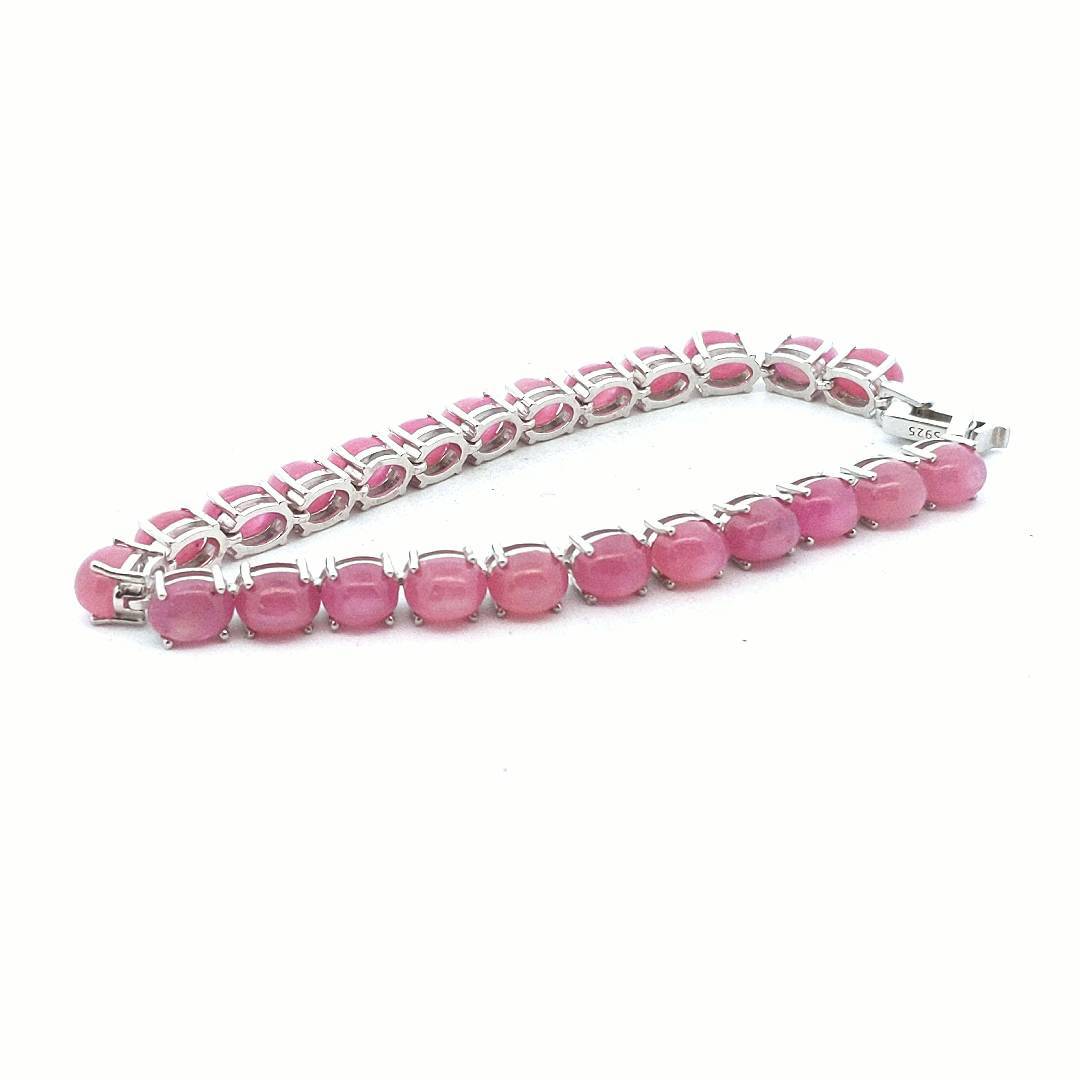 Estate $300 Sterling Oval Pink Natural Star Sapphire Bracelet