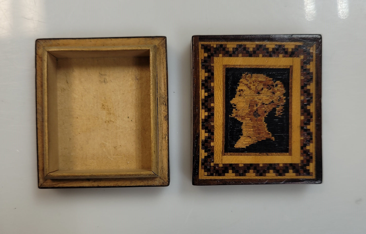 Russian Hand Made Wooden Portrait Mosaic Box