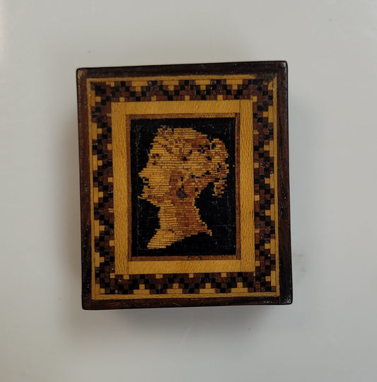 Russian Hand Made Wooden Portrait Mosaic Box