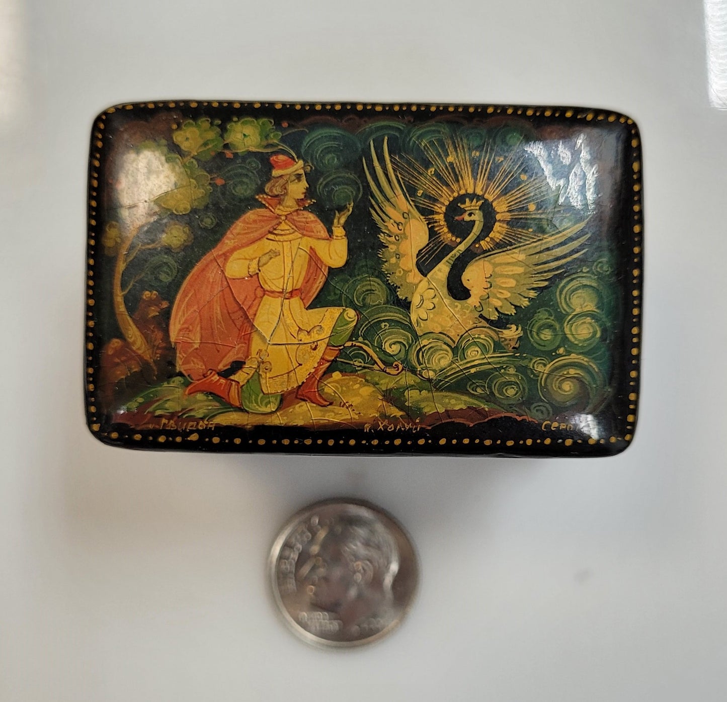 Vintage "Swan Princess" Russian Lacquerware Box