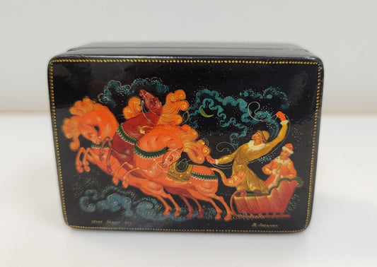 Vintage "Father Winter saving the Snow Maiden" Russian Lacquerware Box