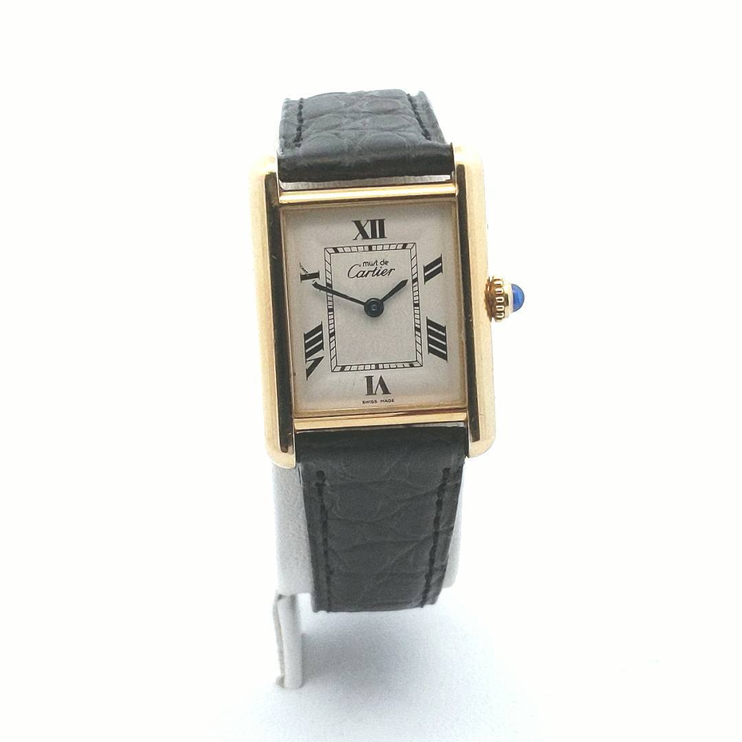 Designer $1400 Must de Cartier Sterling Vermeil Quartz Watch