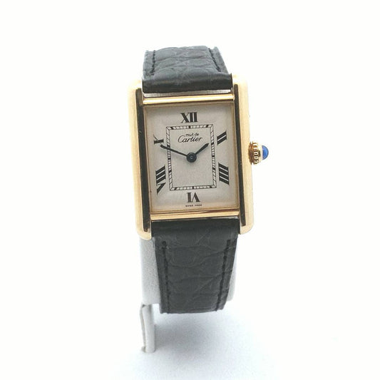 Designer $1400 Must de Cartier Sterling Vermeil Quartz Watch