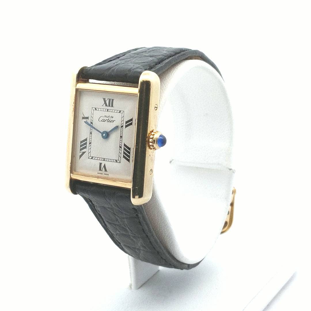 Designer $1400 Must de Cartier Sterling Vermeil Quartz Watch