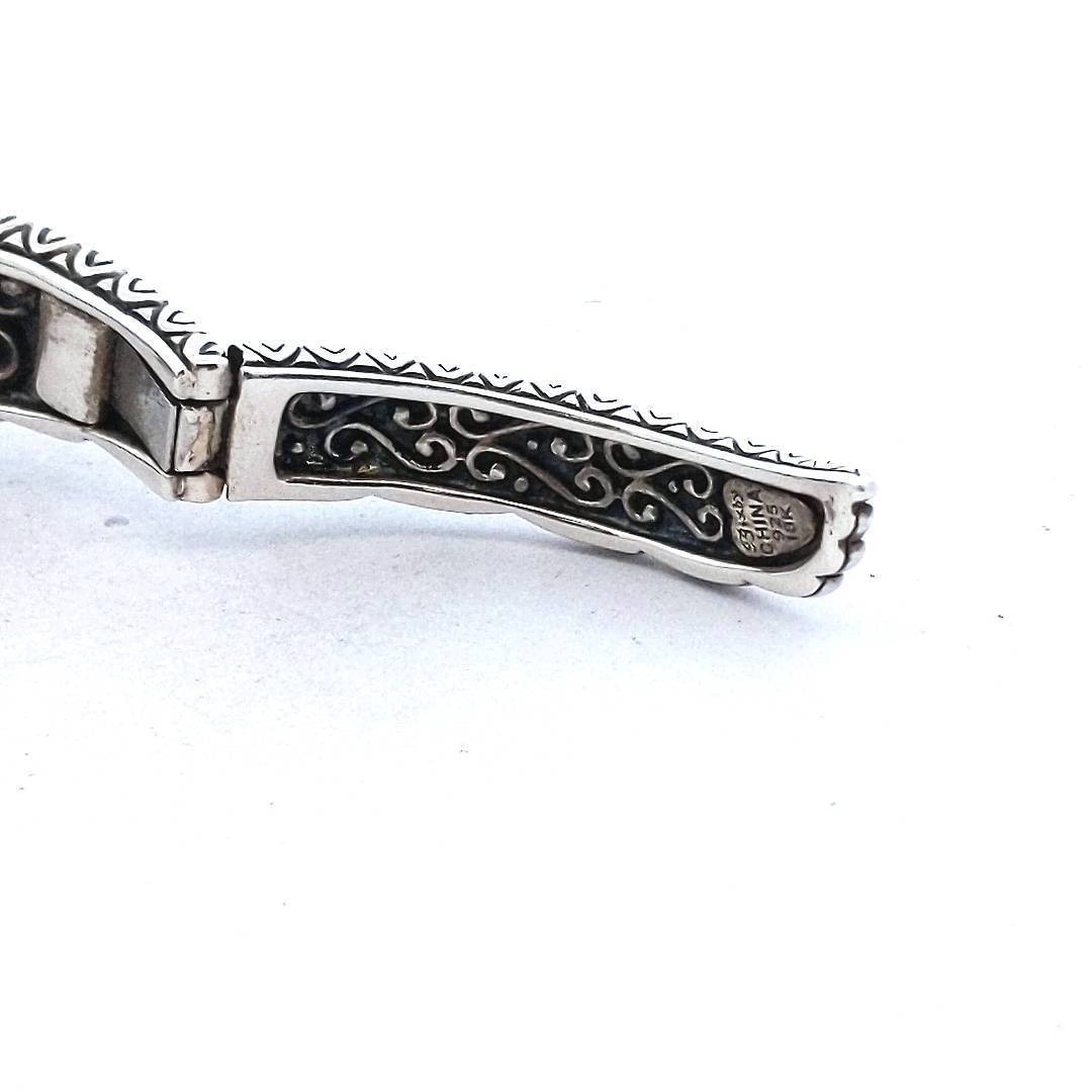 Designer Sterling & 18K Barbara Bixby Winged Heart MOP Bangle