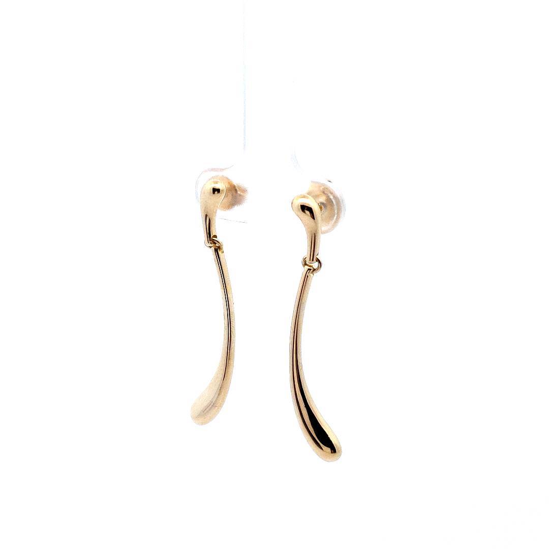 Tiffany & Co $3000 18K Yellow Gold Peretti Long Teardrop Earrings